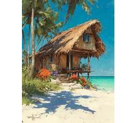 Diy Set Per Ricamo Con Perline Paesaggio Di Cottage Sul Mare Kit Per Ricamo A Punto Croce Con Perline Fai Da Te,Set Per Ricamos Con Perlines Da 3 Mm Per Lavori Artigianali 40x50cm