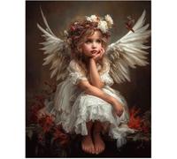 Diy Set Per Ricamo Con Perline Ragazza Angelo Dei Cartoni Animati Kit Per Ricamo A Punto Croce Con Perline Stampate 9Ct, Set Per Ricamos, Decorazioni Per La Casa 40x50cm