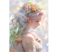 Diy Set Per Ricamo Per Adulti Fiaba Fantastica Elfo Kit Per Ricamo A Punto Croce Con Perline Stampate 9Ct,Set Per Ricamos,Decorazioni Per La Casa 40x50 cm