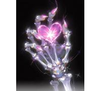 Diy Set Per Ricamo Per Adulti Ossa Della Mano Fantasy E Cuore D'Amore Kit Per Ricamo Con Perline, Set Facile Per Punto Croce Per Adulti E Principianti 50x70cm