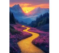 Diy Set Per Ricamo Per Adulti Paesaggio Fiorito Del Sentiero Di Montagna Kit Artigianali Con Ricamo Ad Ago Kits Punto Croce Con Perlines Fai Da Te Pittura Con Perline 3D 50x70cm