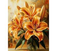 Diy Set Ricamo Perline Fiori Di Giglio Arancione Fantasy Kits Punto Croce Con Perline Fai-Da-Te Kit Ricamato Set Facile Per Adulti Principianti Arte Del Ricamo 9CT 50x60cm