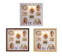 DIY Silhouette Box - Illuminated Memory Display | 3D Photo Frame With 2 Lights 8 Figurine Gold Shadow Box | For Wall Living Room Bedroom Hallway Wedding Anņiversary Family Collage Keepsak