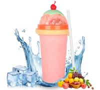 DIY Slushy Cup, Frozen Squeeze Cup in Silicone, Slushy Maker Cup con Cannuccia e Cucchiaio 2 in 1, Fai Da Te Homemade Smoothie Cup, Riutilizzabile Coppa Frullato Congelato, Rosa