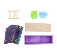 DIY Soap Form Set with Wood Box & 20 Wrapping Papers | Reusable Silicone Baking Form for Soap/Cake/Chocolate Making | Soap Rack Holder, Bear & Flower Forms Included (Viola)