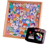 DIY Wooden Cat Puzzle Frame, Colored Cat Shaped Wooden Jigsaw Puzzles, Creative Paintable Puzzle Photo Frame, Gift for Pet Lovers Home & Relaxation(24 Color Pens)
