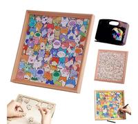 DIY Wooden Cat Puzzle Frame, Paintable Wooden Photo Frame, Cat Shaped 3D Wood Cats Jigsaw Puzzles, Funny Interactive Cats Puzzle Kit for Home Decor Craft Enthusiast (36 Colors With Pens)