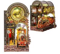 DIY Zero Platform Station Book Nook, fermalibri modello steampunk, design ad arco semi-aperto, treno rimovibile, adatto per adulti