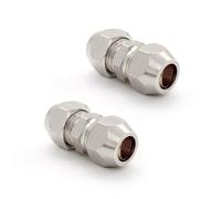 DIYCUT 2 Pezzi Rame Nichelato Doppio Raccordo a Compressione, Connettori per Tubi 8mm x 30mm Filettati, Aria Compressione Tubo Raccordo, per Sistemi Idraulici, Raffreddamento e Carburante