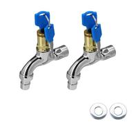 DIYCUT 2 Pezzi Rubinetto Esterno con Bloccaggio, Rubinetto Giardino Antifurto, Lega di Zinco Rubinetto con Serratura, per Giardino, Piscina, Campeggio ed Evitare Spreco Acqua