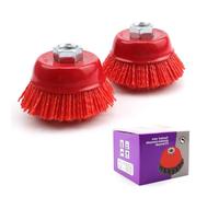 DIYCUT 2 Pezzi Spazzola in Nylon, Diametro 63,5 mm Filettatura M14, Spazzola Trapano, per Smerigliatrici Angolari, per Sbavatura, Rimozione Rapida della Ruggine e Rimozione della Vernice