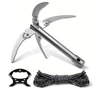 DIYCUT 3 Pezzi Ancoraggio Pieghevole, Ancora Barca Kayak Pieghevole, Ancoraggio per Erbacce, con Corda da 10 m e Manico in Corda, 21 cm, per Pulire Piante Acquatiche, Preparazione Pesca