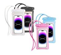 DIYCUT 4 Pezzi Trasparente Custodia Impermeabile Smartphone, Cover Subacquea da 7 Pollici, Compatibile con Touchscreen IPX8 Porta Telefono Acqua,per Telefoni Inferiori a 7,2 Pollici