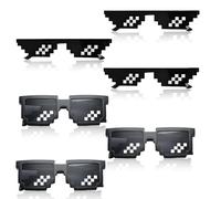DIYCUT 6 Pezzi Nero Occhiali a Mosaico Pixel, Divertente Occhiali Giocattolo, Occhialio da Festa, 2 Stili, Accessori Festa, per Giochi di Ruolo, Carnevale, Halloween e Costumi