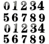 DIYCUT Adesivi Digitali 3D - Targhette con Numeri da 0 a 9 (Nero) | 20 Targhette Numeriche in Acrilico, Cifre Nere (4,8 cm) - Ideali per Numeri Civici e Cassette Delle Lettere