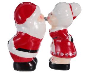 DIYEAH 1 paio di saliere e pepiere in , graziose bottigliette di | Sali da condimento in gres, con simpatici disegni di Babbo Natale e della signora Claus, materiale resistente, chiusura