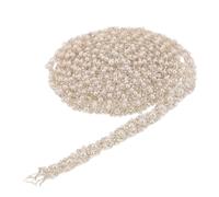 DIYEAH 1 rotolo da 2 metri di passamaneria con perline di perle: 1 cm di nastro floreale ricamato in pizzo di perle fatto a mano per decorazioni artigianali fai da te, abiti da sposa, costumi da ballo