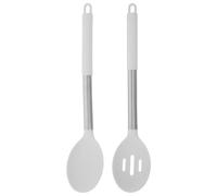 DIYEAH 1 set composto da cucchiaio e mestolo forati in silicone, utensili | Cucchiai in silicone per cucinare, mescolare, servire e amalgamare - Utensili da cucina con cucchiaio pieno e forato,