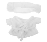 DIYEAH 1 set di accappatoio per bambole: accappatoio da spa con cuffia da doccia - costume bianco per bambole di peluche da 28 cm - abbigliamento per travestimenti a tema festivo