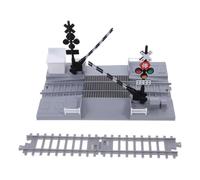 DIYEAH 1 set di blocchi da costruzione per passaggio a livello con binari | Blocco di passaggio a livello per plastici ferroviari, include binari di collegamento, barriera di passaggio a livello e
