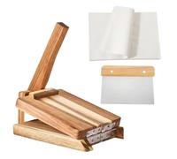DIYEAH 1 set di pressa per tortilla in legno, strumento manuale per | Macchina manuale per ravioli da cucina da 4,5''-8'' con carta e raschietto per pasta, ideale per la cucina