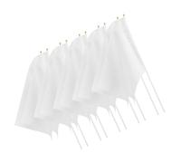 DIYEAH 10 pezzi Bandiere da Mano Bianche con Asta PP per Feste Sostenitori e Arbitri Bandiere Leggere per Giochi e Manifestazioni Sportive