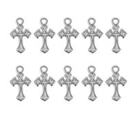 DIYEAH 10 pezzi Mini ciondolo a forma di croce di Gesù per uomo e donna - Ciondolo a forma di crocifisso in acciaio inossidabile - per gioielli di fede cristiana per collana, portachiavi,