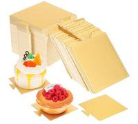 DIYEAH 100 fogli Mini Vassoi Quadrati per Torte Usa e Getta Cartone Color Oro Basi per Dolci Mousse Compleanni Feste Bakery