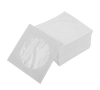 DIYEAH 100 Pezzi Bustine Bianche con Finestra per Archiviazione Dati, Porta Dischi Vuoti, Dischi Demo, Carta, Busta da Pollici, Busta Promozionale, Custodia per Organizzazione,