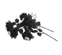 DIYEAH 10pezzi Artificiali Rosa Nera con Bulbi Oculari Decorazioni Floreali Finte per Halloween Adatte per Giardini Sfondi o Centrotavola Materiali Plastici Resistenti