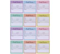 DIYEAH 12 blocchetti di note autoadesive: blocchetti portatili multicolore da 7,4 cm per recensioni di libri, schede prestampate per recensioni di libri per la scuola, l'insegnamento, i club di