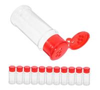 DIYEAH 12 pezzi Barattoli per Spezie Trasparenti con Tappo Rosso Contenitori per Condimenti Antigoccia per Cucina Campeggio Picnic e Viaggi Dosaggio Preciso e Riutilizzabile