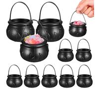 DIYEAH 12 Pezzi Secchielli di Halloween per Streghe, Mini Contenitori per Caramelle, Calderone Nero in PVC per Halloween, Accessori per Mascherate, 7 x 7 x 5 cm