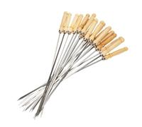 DIYEAH 18 pollici Spiedini Barbecue Acciaio con Manico Legno Accessori Grill per Kebab e Arrosticini Spiedini Lunghi Riutilizzabili per Campeggio e Feste