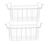 DIYEAH 2 cestini appesi per congelatore a pozzetto - Cestini portaoggetti con manici appesi, contenitori profondi in filo di ferro per congelatore a pozzetto per negozi di casa e supermercati