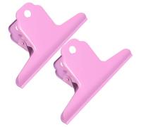 DIYEAH 2 clip per sacchetti di cibo per cani, morsetti in metallo Bulldog | Rosa, Clip a toro, Clip per raccoglitori in ferro, Grande supporto a cerniera, Morsetti per carta, Forza di serraggio per
