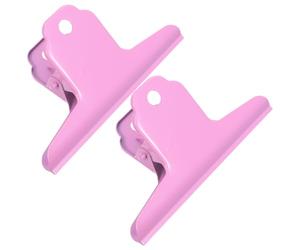 DIYEAH 2 clip per sacchetti di cibo per cani, morsetti in metallo Bulldog | Rosa, Clip a toro, Clip per raccoglitori in ferro, Grande supporto a cerniera, Morsetti per carta, Forza di serraggio per