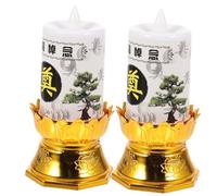 DIYEAH 2 pezzi Candele LED Funerali Stile Antico Cinese Lampade Elettroniche Sicure per Altare e Cimitero Decorazione Sacrifici Indoor Outdoor