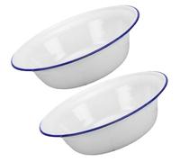 DIYEAH 2 Pezzi Ciotola Smaltata Vintage Bianca, Profonda | Smalto Resistente, Stile Classico Elegante, per Snack e Torte, Conserva Meglio i Cibi, Uso Domestico