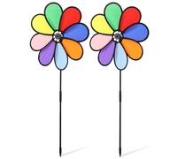 DIYEAH 2 Pezzi Girandola da Giardino a Fiore Colorata 30cm in Plastica 8 Petali Tessuto, Resistente al Sole e Facile da Rimuovere, Decorazione Esterno per Giardino e Balcone