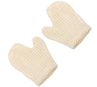DIYEAH 2 Pezzi Guanti da Doccia Esfolianti in Sisal Bianco Design a Muffola, Piccole Dimensioni, per Viaggi e Pulizia Delicata di Collo e Aree Auricolari