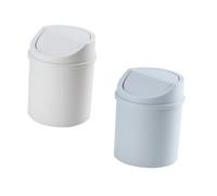 DIYEAH 2 pezzi Mini Pattumiere da Tavolo con Coperchio Contenitori Rifiuti in Plastica Riciclabile Bidoni Spazzatura Compatti per Cucina Ufficio e Bagno Design Semplice e Resistente