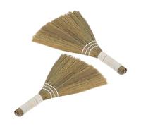 DIYEAH 2 Pezzi Scopa in Paglia Intrecciata, Scopa a Mano Compatta, Setole Morbide, Fatta a Mano, per Pulizia Delicata dei Pavimenti e Decorazione Rustica