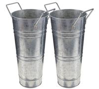 DIYEAH 2 pezzi Secchi in Ferro Zincato Stile Vintage con Manico Vasi Decorativi per Composizioni Floreali per Interni ed Esterni Fioriere Versatili per Casa Ufficio Negozio e Vetrine