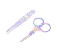 DIYEAH 2 Pezzi Set Pinzette Sopracciglia in Acciaio Inox, Pinzette di Precisione con Forbicina per Rifinitura Peli Viso, per Uso Domestico e Saloni Professionali