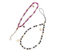 DIYEAH 2 Pezzi Star Beaded Phone Wrist Strap e Resistente Cordino Minimalista Compatibile con Vari Modelli Elegante Bracciale con Ciondolo Stelle per Cellulari e Fotocamere Nero e Rosa