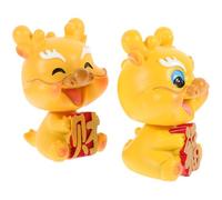 DIYEAH 2 Pezzi Statuine Draghi Resina Cinese Shaking Head Adorabile Figurine Decorazione Casa Ufficio Collezione