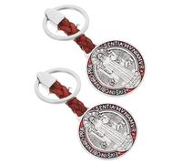 DIYEAH 2 Pz portachiavi a croce portachiavi di auto busta dello zodiaco anello Accessorio per borse collana di San Benedetto crocifissi con medaglia San Benedetto Metallo