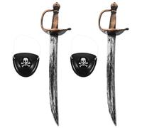 DIYEAH 2 set di accessori da pirata per bambini, includono bende per gli occhi e spade, set da capitano pirata per Halloween, feste di compleanno e giochi di ruolo in famiglia.
