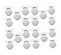 DIYEAH 20 Pezzi Di Clip Per Bretelle in Metallo a Forma Di Cuore Fermagli Regolabili Per Ciuccio e Bavaglini Accessori Fai Da Te Per Uomini e Donne Argento